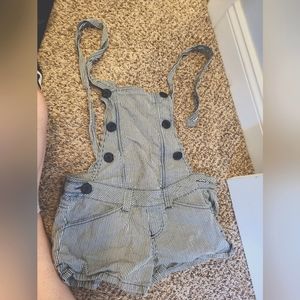 Overall shorts black and white stripped size 5